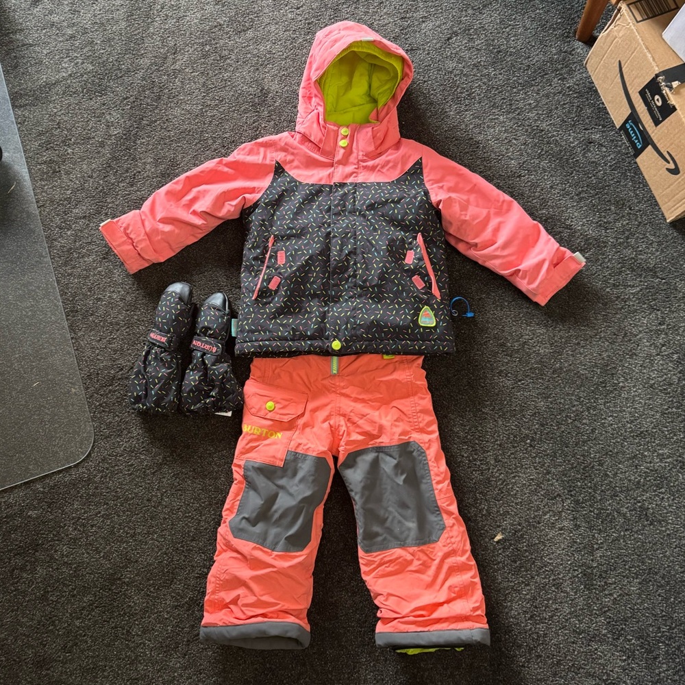 Burton Kids Snow Suit - Coral and Charcoal